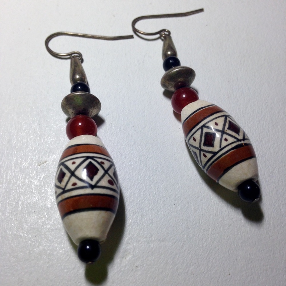 Women's Aztec Beaded Design Dangle Earrings